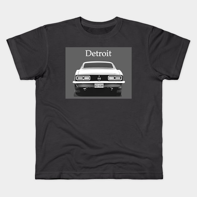 Detroit Muscle BW Kids T-Shirt by Burtney